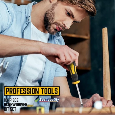 Itopfox 10-Piece Magnetic Screwdrivers Set With 5 Phillips & 5 Slotted Tips, Professional Cushion Grip For Comfort & Control, Includes Storage Bucket 2 Itopfox 10-Piece Magnetic Screwdrivers Set With 5 Phillips & 5 Slotted Tips, Professional Cushion Grip For Comfort & Control, Includes Storage Bucket - Image 2