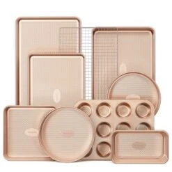 Itopfox 9-Piece Nonstick Baking Pans Set With Diamond Texture, Includes Cookie Sheet, Cake Pan, Roasting Pan, Muffin Tin, Gold 17 Itopfox 9-Piece Nonstick Baking Pans Set With Diamond Texture, Includes Cookie Sheet, Cake Pan, Roasting Pan, Muffin Tin, Gold -Itopfox Shop GUEST c0f0ef55 e299 439c bf81 bde569fcc0d4