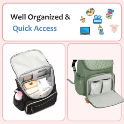 Itopfox Large Capacity Water-Resistant Diaper Backpack With Insulated Pockets, Stroller Buckle, Anti-Theft Design, Green Nylon -Itopfox Shop GUEST c17b13c4 f6fc 4f82 91d7 186d1989ee02