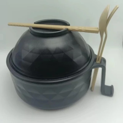 Itopfox Microwave Ramen Bowl Cooker Set With Handles, Includes Spoon Chopsticks Fork, Perfect For College Dorm Room & Apartment Essentials (Black) 3 Itopfox Microwave Ramen Bowl Cooker Set With Handles, Includes Spoon Chopsticks Fork, Perfect For College Dorm Room & Apartment Essentials (Black) - Image 3