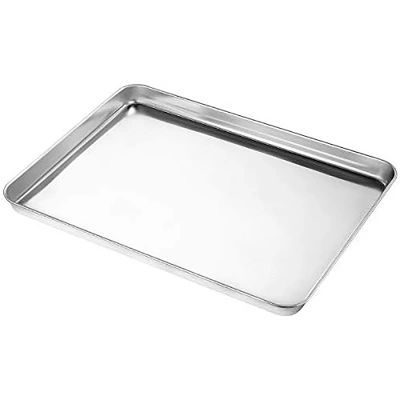 Itopfox Stainless Steel Baking Sheet Set Of 3, Non Toxic & Heavy Duty Cookie Sheets, Easy Clean & Rust Resistant For Toaster Ovens & Serving 3 Itopfox Stainless Steel Baking Sheet Set Of 3, Non Toxic & Heavy Duty Cookie Sheets, Easy Clean & Rust Resistant For Toaster Ovens & Serving - Image 3