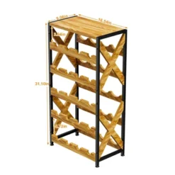 Itopfox 20 Bottle Wine Rack Freestanding Floor With Wood Top Wobble-Free 5 Tier Wine Display Storage Stand Shelf Stackable Modular Wine Bottle Holder -Itopfox Shop GUEST c56dae94 01a7 44a7 8bea 17656906e465