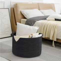 Itopfox Large Woven Rope Storage Basket For Blankets, Toys, And Pillows, Decorative Organizer Bin For Living Room, Nursery, Or Bathroom -Itopfox Shop GUEST c5899471 aa94 46d0 9793 d83a53aef0f4