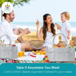 Itopfox 2-Pack Diaper Caddy Organizer With Handle, Portable Nursery Storage Bin For Baby Essentials, Grey -Itopfox Shop GUEST c6075741 4a2d 4441 bbec 5fb1c9994ee8