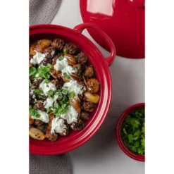 Itopfox Lace Emboss Casserole Dish With Lid, 2 Quart Ceramic Round Serving Dish For Oven To Table, Dinner And Party, Christmas Gifts In Classic Red -Itopfox Shop GUEST c6612a6a 917d 4ff3 b278 3596949e7be4