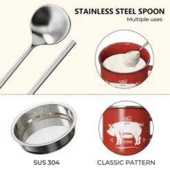 Itopfox Mini Bacon Grease Container With Strainer - Enamel Grease Saver, Farmhouse Bacon Grease Keeper For Kitchen Fat Storage, Dishwasher Safe -Itopfox Shop GUEST c665a0e3 dfb0 4c8c 9916 1ec3dfc7c015