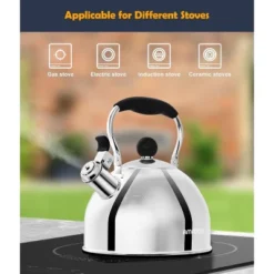 Itopfox 2 Quart Stainless Steel Whistling Tea Kettle, Stovetop Teakettle With Ergonomic Folding Handle, Small Teapot For Tea, Coffee, Silver -Itopfox Shop GUEST c684e612 a3a9 4f2f 9c22 7e20667c4b88