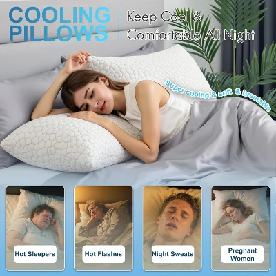 Itopfox Cooling Pillows For Sleeping 2 Pack, Shredded Memory Foam Bed Pillows, Cool Gel Pillow For Hot Sleepers Adjustable Firm Pillow For Side, Back 3 Itopfox Cooling Pillows For Sleeping 2 Pack, Shredded Memory Foam Bed Pillows, Cool Gel Pillow For Hot Sleepers Adjustable Firm Pillow For Side, Back - Image 3