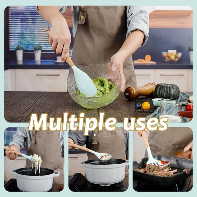 Itopfox 35-Piece Silicone Kitchen Utensil Set With Wooden Handles, Non-Stick Cooking Tools Including Spatula, Spoon, Turner, Tongs, Measuring Cups 7 Itopfox 35-Piece Silicone Kitchen Utensil Set With Wooden Handles, Non-Stick Cooking Tools Including Spatula, Spoon, Turner, Tongs, Measuring Cups - Image 7