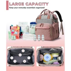Itopfox Waterproof 3-in-1 Baby Diaper Backpack With Foldable Changing Pad, Large Capacity, USB Port, Pink-Grey -Itopfox Shop GUEST c7c8be54 8b0d 482f a710 4163cc4c949b