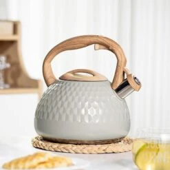 Itopfox Tea Kettle With Wood Pattern Handle, Loud Whistle, Food Grade Stainless Steel, Anti-Hot Handle, Rust-Resistant, Suitable For All Heat Sources -Itopfox Shop GUEST c9267fd6 2a07 4c39 8c00 a4759a222aca