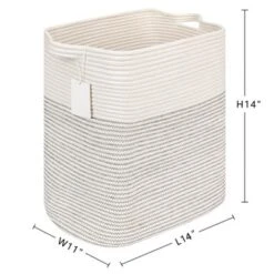 Itopfox Fabric Cotton Rope Storage Basket With Handles, Decorative Woven Basket For Living Room, Closet Organizer For Blankets, Toys, Laundry -Itopfox Shop GUEST cb7a292b 2785 461e 9417 ad00eead8407