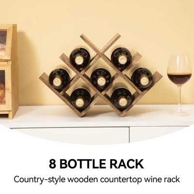 Itopfox 8-Bottle Countertop Wine Rack, Wooden 3-Tier Wine Bottle Holder For Bar Table, Wine Cabinet, Free Standing Display And Storage Shelves Brown 1 Itopfox 8-Bottle Countertop Wine Rack, Wooden 3-Tier Wine Bottle Holder For Bar Table, Wine Cabinet, Free Standing Display And Storage Shelves Brown