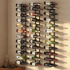Itopfox 24 Bottle Wall Mounted Wine Rack, Adjustable Height For Wine, Liquor, Champagne, Matte Black Metal Rack For Kitchen, Bar, Wine Cellar -Itopfox Shop GUEST cd7a280c ecda 40d8 9b97 9d2f2e0c88a2