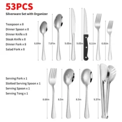 Itopfox 53-Piece Stainless Steel Flatware Set For 8 With Drawer Organizer, Includes Spoons, Forks, Steak Knives & Serving Utensils, Mirror Polished -Itopfox Shop GUEST cdb2f630 5cab 45f3 aaeb b74d2eb9dc3f