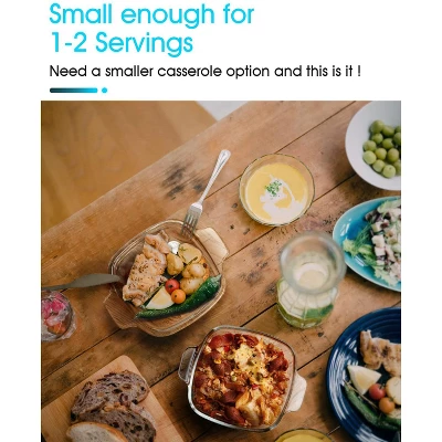 Itopfox 1 Quart Glass Square Casserole Dish With Lid, Mini Baking Dish For Single Serving, Microwave & Oven Safe, Deep Design For Spill Prevention 4 Itopfox 1 Quart Glass Square Casserole Dish With Lid, Mini Baking Dish For Single Serving, Microwave & Oven Safe, Deep Design For Spill Prevention - Image 4