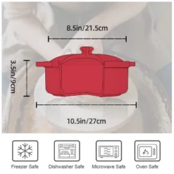 Itopfox Lace Emboss Casserole Dish With Lid, 2 Quart Ceramic Round Serving Dish For Oven To Table, Dinner And Party, Christmas Gifts In Classic Red -Itopfox Shop GUEST d2c668f3 f24f 427a 8cee 661d91373dda