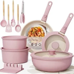 Itopfox 21-Piece Nonstick Pots And Pans Set With Removable Handles, Ceramic Cookware For RV Kitchen, Induction Compatible, Stackable Design, Pink 17 Itopfox 21-Piece Nonstick Pots And Pans Set With Removable Handles, Ceramic Cookware For RV Kitchen, Induction Compatible, Stackable Design, Pink -Itopfox Shop GUEST d38b70ea 0b4b 469a a10b cac7604f16a2