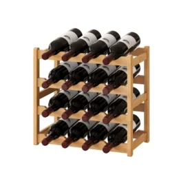 Itopfox Bamboo Wine Rack Storage Cabinet Shelf For 16 Bottles, Countertop Sturdy Kitchen Dining Room Pantry - 4 Tiers (Natural) -Itopfox Shop GUEST d54f6c12 3d55 47fd b739 050e6d6da708