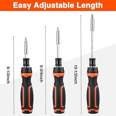 Itopfox 9-in-1 Ratcheting Screwdriver Set With Adjustable Length High-Strength Bits Phillips, Slotted, Torx, Hex, Nut Driver For Various Applications 2 Itopfox 9-in-1 Ratcheting Screwdriver Set With Adjustable Length High-Strength Bits Phillips, Slotted, Torx, Hex, Nut Driver For Various Applications - Image 2