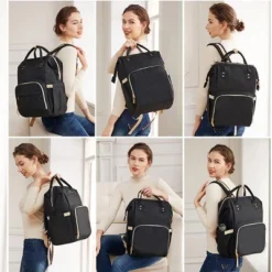 Itopfox Diaper Bag Backpack With Changing Station, 7-in-1 Travel Baby Diaper Bag, Mommy Bag With USB Port, Black -Itopfox Shop GUEST d7162ea2 1ef4 45aa b38e 152ef50cd5ac