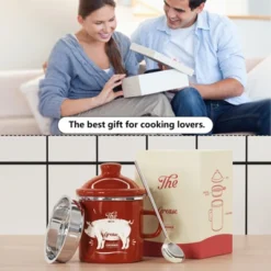 Itopfox Mini Bacon Grease Container With Strainer - Enamel Grease Saver, Farmhouse Bacon Grease Keeper For Kitchen Fat Storage, Dishwasher Safe -Itopfox Shop GUEST d83b6e73 0c87 4b82 83e8 23b68a943936