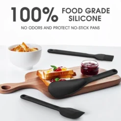 Itopfox Silicone Cooking Utensils Set - Heat Resistant, Nonstick Kitchen Tools With Spatulas, Spoons, Whisk, Tongs, Dishwasher Safe, Black -Itopfox Shop GUEST dccd5c07 8388 43c1 982b cb409e71944b