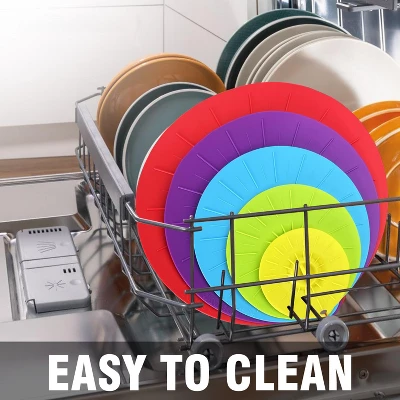 Itopfox Silicone Lids - 5 Pack Heat Resistant Microwave Splatter Cover, Reusable Suction Lids For Food Storage Fits Bowls, Cups, Skillets, Plates 5 Itopfox Silicone Lids - 5 Pack Heat Resistant Microwave Splatter Cover, Reusable Suction Lids For Food Storage Fits Bowls, Cups, Skillets, Plates - Image 5