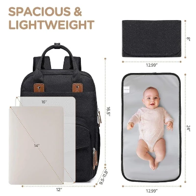 Itopfox Expandable Diaper Backpack For Twins, Dual Compartments, Includes Changing Pad & Stroller Straps, Unisex Black, 26-36L 1 Itopfox Expandable Diaper Backpack For Twins, Dual Compartments, Includes Changing Pad & Stroller Straps, Unisex Black, 26-36L