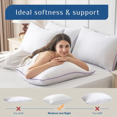 Itopfox Queen Size Pillows Set Of 2, Medium Supportive Bed Pillows With Super Soft Down Alternative Fill, Luxury Fluffy Hotel Quality For Side, Back 4 Itopfox Queen Size Pillows Set Of 2, Medium Supportive Bed Pillows With Super Soft Down Alternative Fill, Luxury Fluffy Hotel Quality For Side, Back - Image 4
