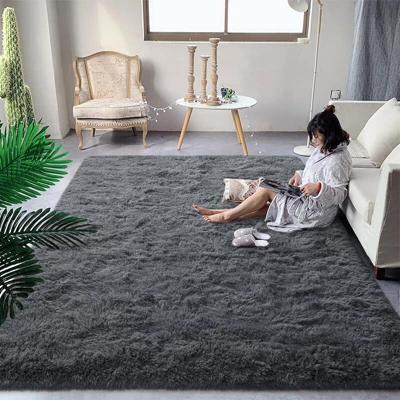 Itopfox Fluffy Dark Grey Area Rug For Bedroom Living Room, Soft Plush Shaggy Deep Gray Kids Rug, Non-Slip And Machine Washable Carpet For Dorm Decor 8 Itopfox Fluffy Dark Grey Area Rug For Bedroom Living Room, Soft Plush Shaggy Deep Gray Kids Rug, Non-Slip And Machine Washable Carpet For Dorm Decor - Image 8