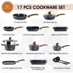 Itopfox Kitchen Academy Induction Cookware Set - 17 Piece Non-Stick Cooking Pan Set, Black Granite Pots And Pans Set For All Stovetops 15 Itopfox Kitchen Academy Induction Cookware Set - 17 Piece Non-Stick Cooking Pan Set, Black Granite Pots And Pans Set For All Stovetops -Itopfox Shop GUEST e442b223 6e1b 4bb8 980d 3329d305d1e5