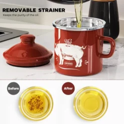 Itopfox Mini Bacon Grease Container With Strainer - Enamel Grease Saver, Farmhouse Bacon Grease Keeper For Kitchen Fat Storage, Dishwasher Safe -Itopfox Shop GUEST e51e278c da28 4c7d ac34 00e63ff80f84