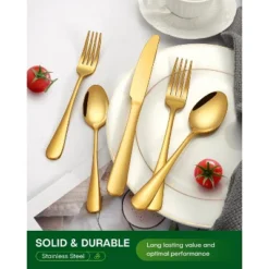 Itopfox 20-Piece Gold Silverware Set For 4, Stainless Steel Flatware Cutlery Set With Knife, Fork, Spoon, Mirror Polished Finish, Dishwasher Safe -Itopfox Shop GUEST e52d2c0b 003b 404b 88b6 c4387d8f472f