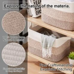 Itopfox Woven Storage Basket, Cotton Rope Basket For Toys, Towels, Bathroom, Living Room, Bedroom - Pack Of 3, Gradient Yellow -Itopfox Shop GUEST e7124deb cdfa 4838 9cee 7d6f7ca17c97