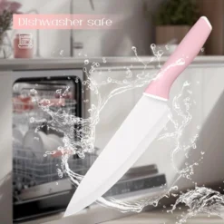 Itopfox Knife Set With Block And Sharpener, 15-Piece German Stainless Steel Knives, Ceramic Coating, Sharp Blade, Dishwasher Safe, Ergonomic Handle