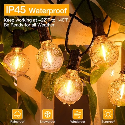 Itopfox 100FT Outdoor String Lights, Waterproof Connectable Shatterproof Outside Light With 50 Edison Spare LED Bulbs Plug In Patio Lights For Indoor 2 Itopfox 100FT Outdoor String Lights, Waterproof Connectable Shatterproof Outside Light With 50 Edison Spare LED Bulbs Plug In Patio Lights For Indoor - Image 2