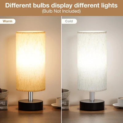 Itopfox Small Table Lamp For Bedroom - Minimalist Nightstand Light, Desk Lamp For Living Room, Office, Dorm With Linen Shade 2 Itopfox Small Table Lamp For Bedroom - Minimalist Nightstand Light, Desk Lamp For Living Room, Office, Dorm With Linen Shade - Image 2