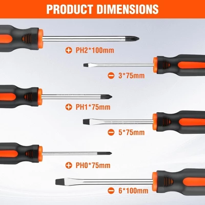 Itopfox 6-Piece Magnetic Screwdriver Set With Non-Slip Handle, Includes 3 Phillips And 3 Flat Tip Screwdrivers For DIY And Home Repairs 1 Itopfox 6-Piece Magnetic Screwdriver Set With Non-Slip Handle, Includes 3 Phillips And 3 Flat Tip Screwdrivers For DIY And Home Repairs