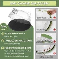 Itopfox Microwave Splatter Cover With Water Steamer, Clear Lid For Food, Integrated Handle, BPA-Free Splatter Guard, Essential Kitchen Gadgets