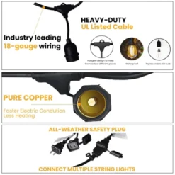 Itopfox Outdoor String Lights With 32 Antique LED Bulbs, IP65 Waterproof Hanging Cafe Market Lighting, Dimmable Warm White 2700K -Itopfox Shop GUEST ea06d923 096d 47de b415 5264501afe0d