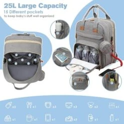 Itopfox Large Diaper Backpack With Changing Station, Insulated Pockets, USB Port, Waterproof, Lightweight, Unisex, Grey 11 Itopfox Large Diaper Backpack With Changing Station, Insulated Pockets, USB Port, Waterproof, Lightweight, Unisex, Grey -Itopfox Shop GUEST eedfc689 a350 405b 93c0 c5143eee8492