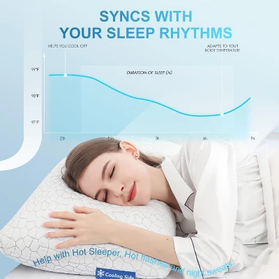 Itopfox Cooling Pillows For Sleeping 2 Pack, Shredded Memory Foam Bed Pillows, Cool Gel Pillow For Hot Sleepers Adjustable Firm Pillow For Side, Back 6 Itopfox Cooling Pillows For Sleeping 2 Pack, Shredded Memory Foam Bed Pillows, Cool Gel Pillow For Hot Sleepers Adjustable Firm Pillow For Side, Back - Image 6