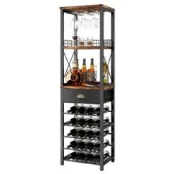 Itopfox 4-Tier Freestanding Wine Rack With Tabletop, Glass Holder, Storage Drawer For Liquor & Glasses, Industrial Style Bar Cabinet For Living Room 14 Itopfox 4-Tier Freestanding Wine Rack With Tabletop, Glass Holder, Storage Drawer For Liquor & Glasses, Industrial Style Bar Cabinet For Living Room -Itopfox Shop GUEST f01a79a5 c6b0 44c2 9418 60f05e12d8a2