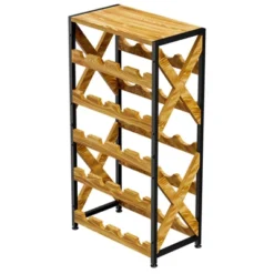 Itopfox 20 Bottle Wine Rack Freestanding Floor With Wood Top Wobble-Free 5 Tier Wine Display Storage Stand Shelf Stackable Modular Wine Bottle Holder -Itopfox Shop GUEST f1912f82 1b39 473c a4b2 6cfa7dbe2e9b