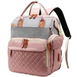 Itopfox Waterproof 3-in-1 Baby Diaper Backpack With Foldable Changing Pad, Large Capacity, USB Port, Pink-Grey -Itopfox Shop GUEST f32e12ce 0565 40d6 ba8d d2405e003edd