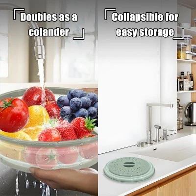 Itopfox 2 In 1 Silicone Microwave Splatter Cover & Mat, Multi-use Kitchen Trivet, Pot Holder, Drying & Baking Pad, Utensil Rest, Counter Protector 3 Itopfox 2 In 1 Silicone Microwave Splatter Cover & Mat, Multi-use Kitchen Trivet, Pot Holder, Drying & Baking Pad, Utensil Rest, Counter Protector - Image 3