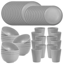 Itopfox 48-Piece Grey Wheat Straw Dinnerware Set Unbreakable Plates, Bowls, And Cups For 12, Dishwasher Safe, Perfect For Camping, BBQs & Gatherings -Itopfox Shop GUEST f3f2136b ee45 44e1 84ef 1a8d8e0c38dc