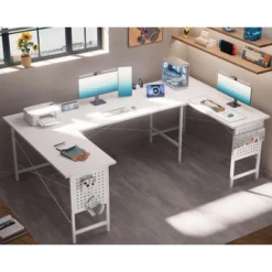 Itopfox U-Shaped Computer Desk With Power Outlets & USB Ports, Spacious Corner Workstation For Home Office & Gaming -Itopfox Shop GUEST f54c0187 04a9 4907 bbcb 8f8a6701d4f9