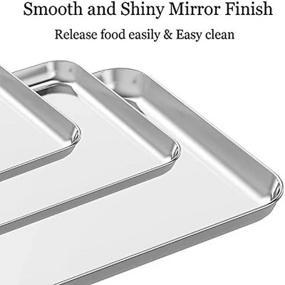 Itopfox Stainless Steel Baking Sheet Set Of 3, Non Toxic & Heavy Duty Cookie Sheets, Easy Clean & Rust Resistant For Toaster Ovens & Serving 2 Itopfox Stainless Steel Baking Sheet Set Of 3, Non Toxic & Heavy Duty Cookie Sheets, Easy Clean & Rust Resistant For Toaster Ovens & Serving - Image 2